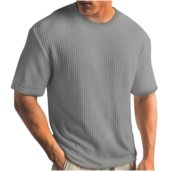 Big & Tall Mens Basic Summer Tops,Knitted Crew Neck Short Sleeve Workout Outdoor T-Shirt Fathers Gift,S-5XL