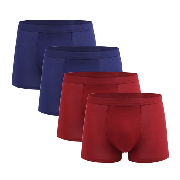 Big & Tall Mens Boxer Briefs 4 Pack L-4X Plus Size Stretchy Underwear Boys Mid Waisted Solid Color Breathable Multipack Basic Boxers