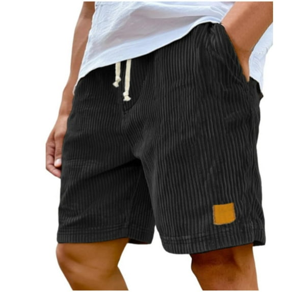 Big & Tall Mens Corduroy-Shorts Plus Size M-5X Athletic Workout Casual Solid Drawstring Elastic Waist Wide Leg Loungewear Short with Pockets