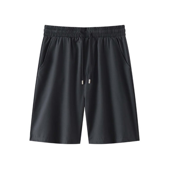 Big & Tall Mens Drawstring Elastic Waist Pockets Solid Color Outdoor Sports Casual Short Pants Fathers Gift