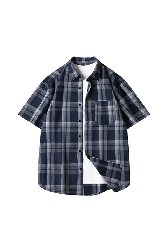 Big & Tall Mens Hawaiian Shirt Short Sleeve Plaid Button Down Holiday Beach Shirts Fathers Day Gift