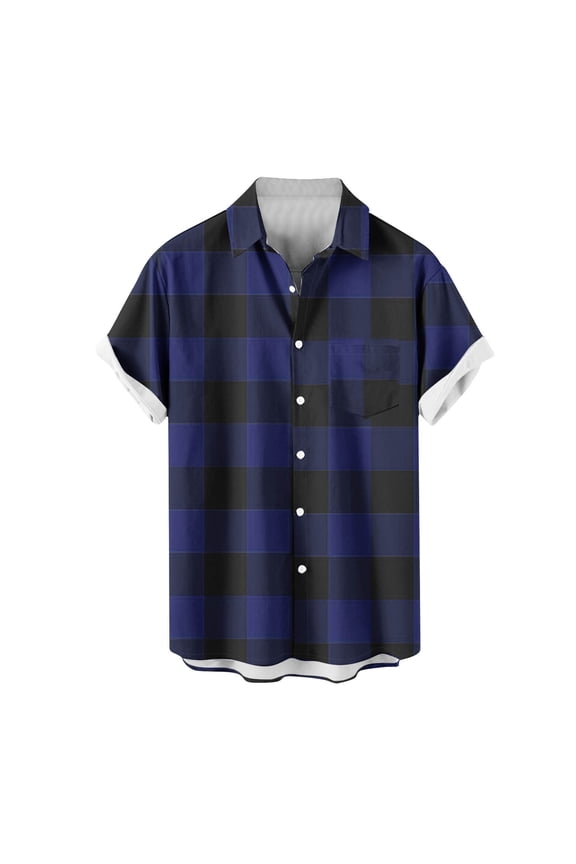 Big & Tall Mens Hawaiian Shirts Plaid Button Down Summer Beach Vacation Casual Tops with Pocket Fathers Gift