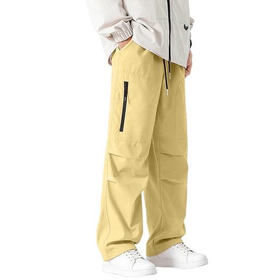 Big & Tall Mens Hiking Cargo Pants Water Resistant Multi-Pockets Elastic Waist Fishing Climbing Trousers Fathers Gift