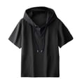 thumbnail image 1 of Big & Tall Mens Hoodie Pullover Drawstring Short Sleeve Pockets Summer Casual Outdoor Tops Fathers Gift M-5XL, 1 of 4