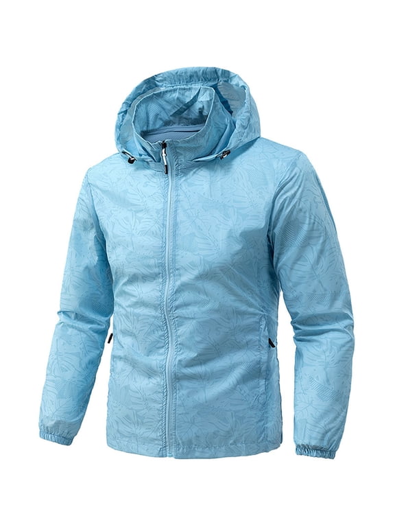 Big & Tall Mens Sun Protection Jacket UPF 50+ UV Long Sleeve Hiking Top Coat with Pockets Dad Gifts M-5XL