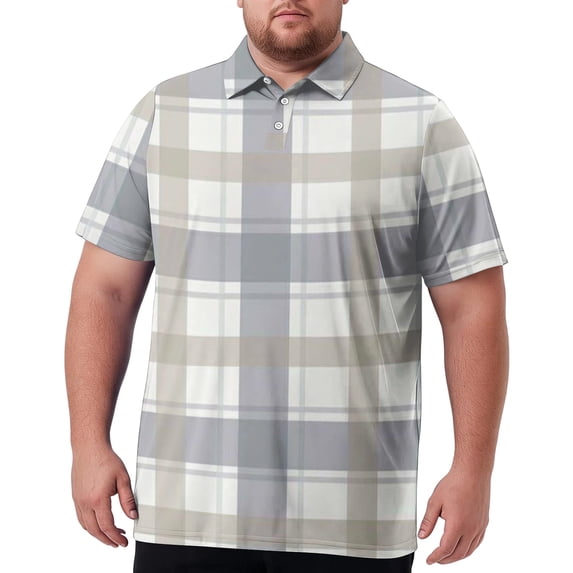 Big and Tall Mens polo shirts Breathable Performance Polos for Men Casual Work Men Polo Shirts Plaid Summer Basic Loose Fit Short Sleeve Golf Shirts Brown 6XL