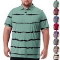 thumbnail image 1 of Big and Tall Mens polo shirts Quick Dry Breathable Polos for Men Business Casual Mens Polo Shirt Striped Summer Classis Loose Fit Short Sleeve Polo Shirt Black 8XL, 1 of 6