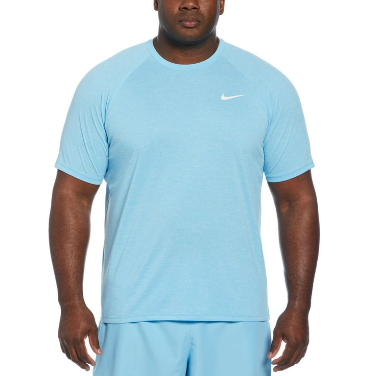 Big Tall Nike Dri FIT UPF 40 Heathered Hydroguard Swim Top Color Aquarius Blue Size XXL TALL Walmart