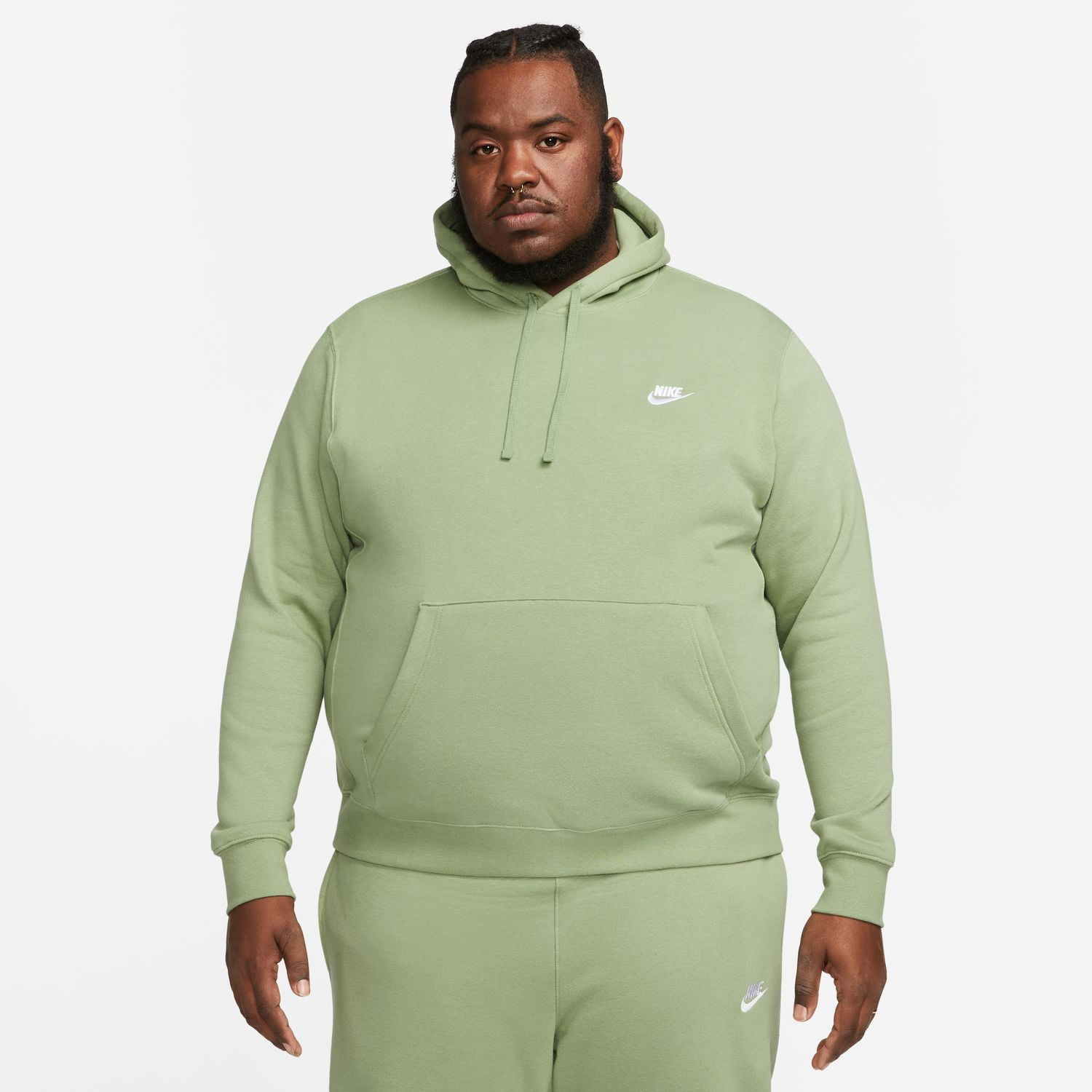 Big Tall Nike Sportswear Club Fleece Pullover Hoodie Color Oil Green White Size XL TALL Walmart