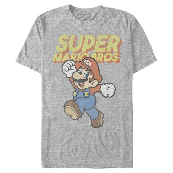 Men's Nintendo Mario Retro Jump Graphic Tee Athletic Heather 5X Large