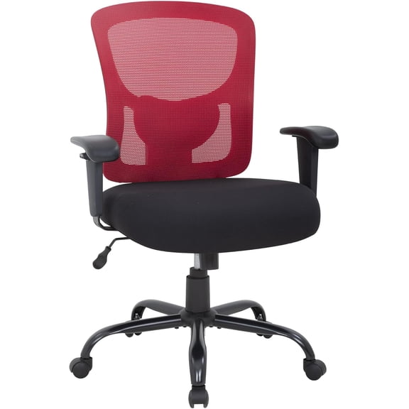 Big & Tall Office Chair, 400 lb Capacity Mesh Desk Seating with Lumbar Support, Wide Seat, Adjustable Arms, Rolling Swivel High-Back Ergonomic Executive Task Model for Home Office, Red