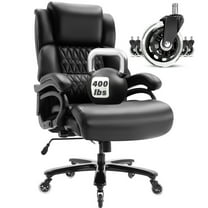 Big and Tall Office Chair 400lbs, Ergonomic Computer Desk Chair with Adjustable Lumbar Support, Quiet Rubber Wheel, High Back Thick Padded Executive Office Chair, Black