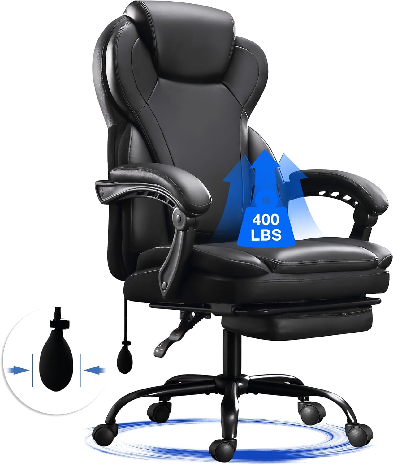 Big and Tall Office Chair 400lbs, Executive Office Chair, Reclining