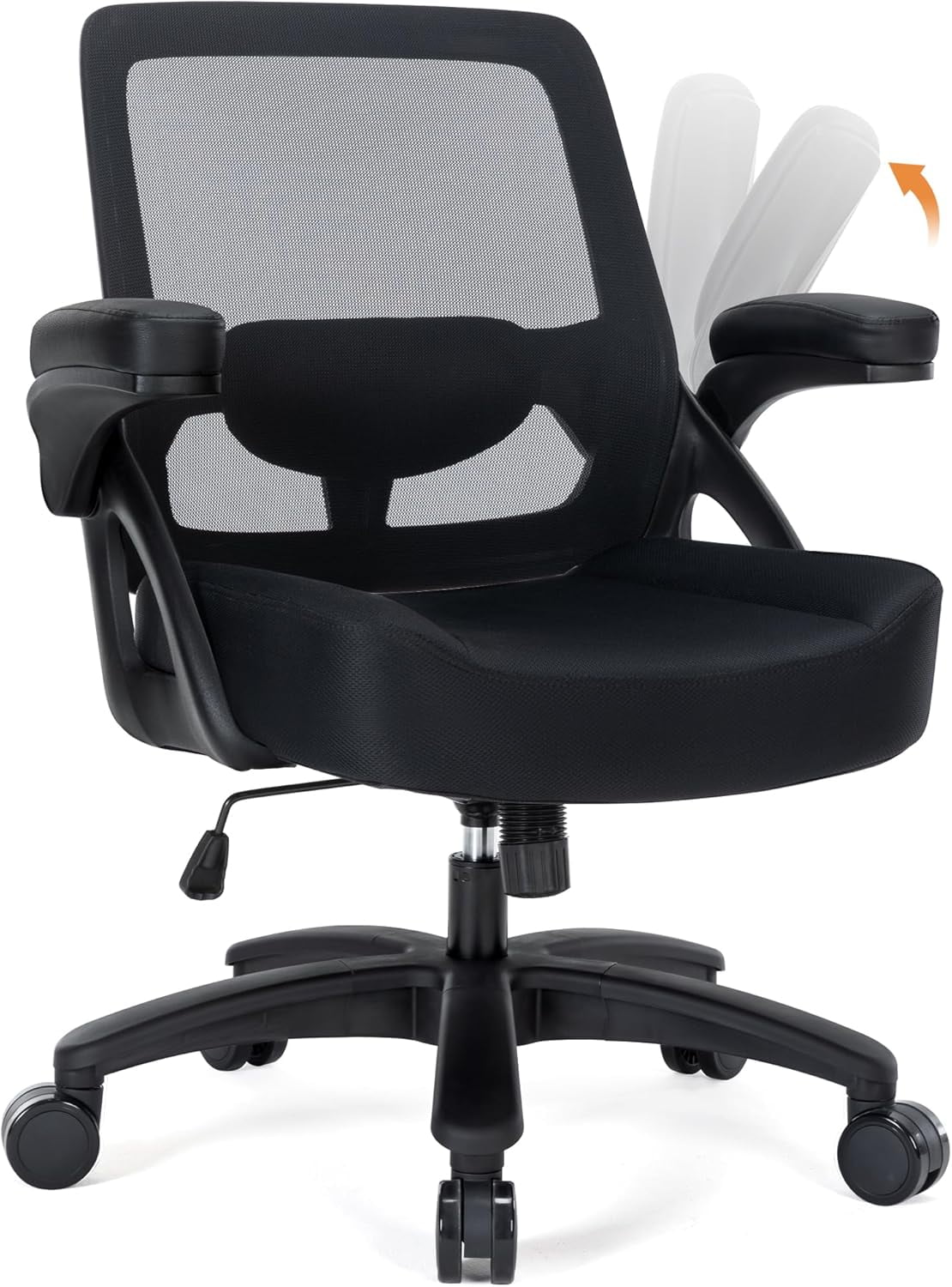 Big and Tall Office Chair 400lbs with Flipup Arms, Mesh Ergonomic