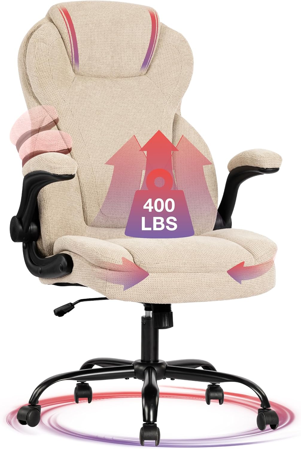 Big and Tall Office Chair 400lbs-Heavy Duty Executive Desk Chair with ...