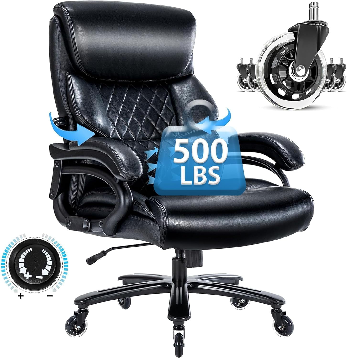 Big and Tall Office Chair 500 LBS Heavy Duty Executive Rolling Office