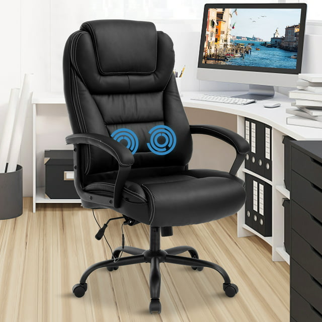 Big and Tall Office Chair 500 lbs Capacity with Massage, Heavy Duty ...