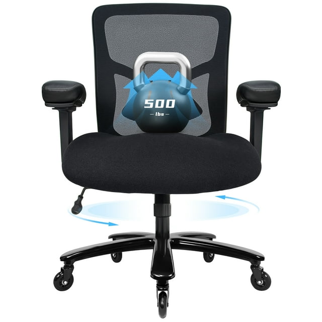 Big and Tall Office Chair 500lbs, Breathable Mesh Desk Chair, Ergonomic ...