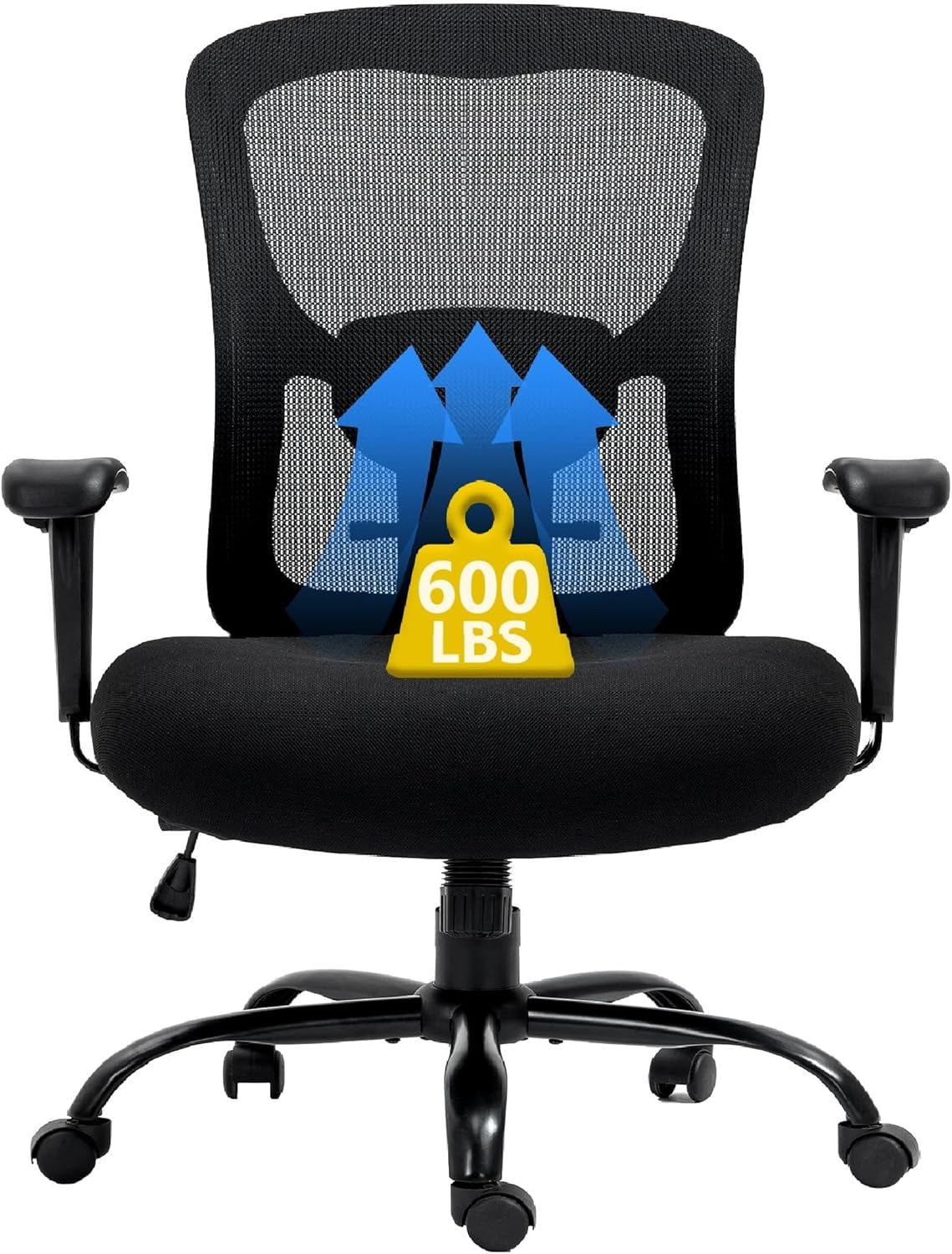 Big and Tall Office Chair 600lbs Heavy Duty Mesh Chair Computer ...