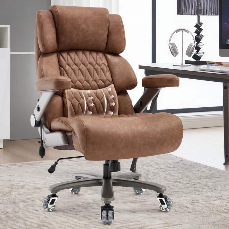 Big and Tall Office Chair 700lbs, High Back Executive Desk Chair with Adjustable 3D Arms&Lumbar Support for Back Pain, Heavy Duty Computer Chair with Strong Mental Base&Dual Rubber Wheels