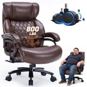 Big and Tall Office Chair, 800 LBS Weight Capacity Ergonomic PU Leather Executive Chair for Home Office, Massage Footrest, Adjustable Lumbar Support, Extra Wide Seat