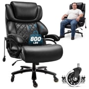 FANTAWESO Big & Tall 800 lb Executive Office Chair, High Back PU Leather Ergonomic Desk Chair with Inflatable Lumbar Support and Adjustable Height for Home Office, Black