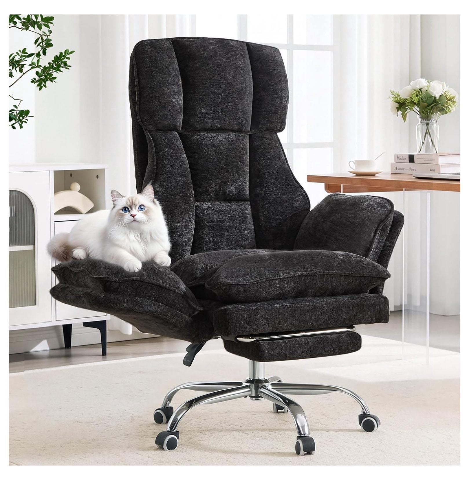 Computerized Leg Big and Tall Office Chair with Criss Cross Legs and Footrest ...