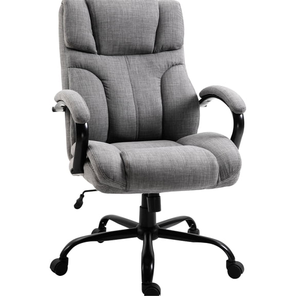 Big and Tall Office Chair | Supports 500 lbs, Adjustable Height for Long Work Days | Linen Finish with Breathable Fabric | Eases Muscle Pain and Lumbar Pressure
