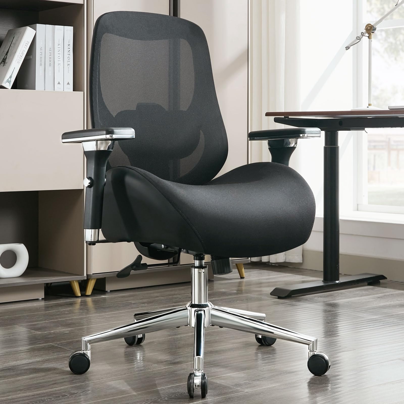 Big and Tall Office Chair, Wide Seat Ergonomic Mesh Desk Chair with 4D Adjustable Armrests, Lumbar Support, Heavy Duty Computer Chair for Adults, 750 lbs Capacity