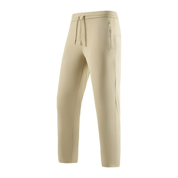 Big & Tall Outdoor Sports Pants Zipper Pockets Straight Drawstring Pants Quick Dry Light Weight Hiking Travel Trousers 5XL, Khaki