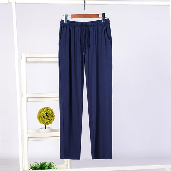 Big & Tall Pajama Pants for Men L-4X Plus Size Drawstring Elastic Waist Trousers with Pockets Casual Solid Wide Leg Soft-Modal Homewear Pant