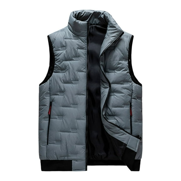 Big and Tall Puffer Vest for Men M-8XL Plus Size Sleeveless Stand Collar Jackets Casual Thermal Warm Work Outerwear Vests Coats with Pockets