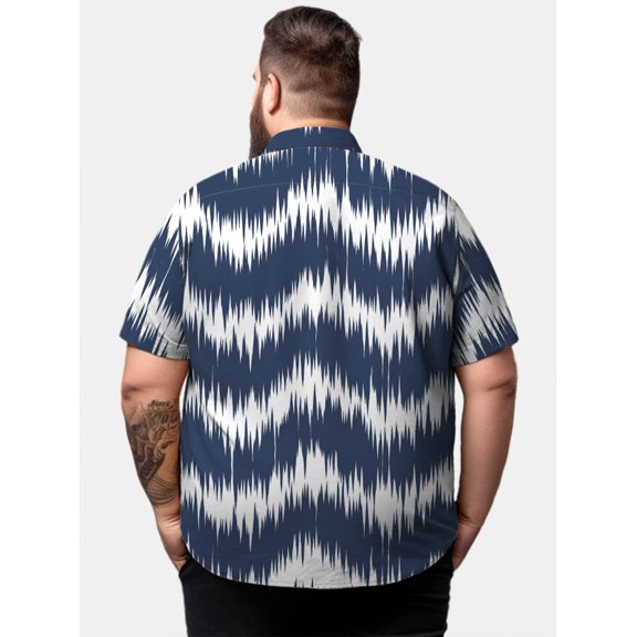 Big Tall Retro Chevron Zigzag Wave Free Seersucker Hawaiian Shirt