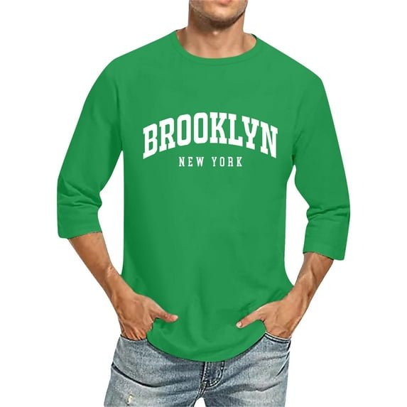 Big and Tall Shirts for Men 3/ 4 Sleeve Letter City Name T Shirts Comfortable Crewneck Solid Color Fit Tee Shirt Tops Spandex T for Men V Neck Mens Trashier Large Tall 3xlt S