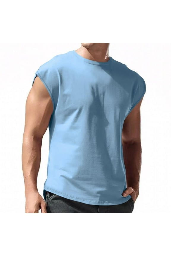 Big and Tall Shirts for Men Breathable Sleeveless T Shirt Tops Slim Fashion Summer Round Neck Short Sleeve Mens Socks No Show Men T Shirts Pack Mans Cow Print Shirt Mens Sweatpants Open Bottom L