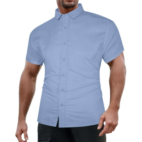 Big and Tall Shirts for Men Button Sleeve Business Solid Casual Men's Affairs Short Shirt Turn Down Men Shirts Shirt Medium T Folder Large Night for Sleepwear T Pack V M