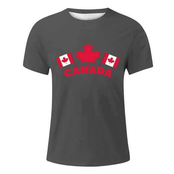 Big and Tall Shirts for Men Canada Day Men's T Shirt Summer Short Sleeve Tops Breathable Comfortable Maple Leaf Flag Pattern Casual Wear Men's Tall Shirts Big And Graphic T for Men Non Shrinking 3XL