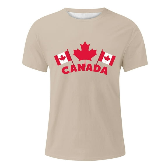 Big and Tall Shirts for Men Canada Day Men's T Shirt Summer Short Sleeve Tops Breathable Comfortable Maple Leaf Flag Pattern Casual Wear Men's Tall Shirts Big And Graphic T for Men Non Shrinking L
