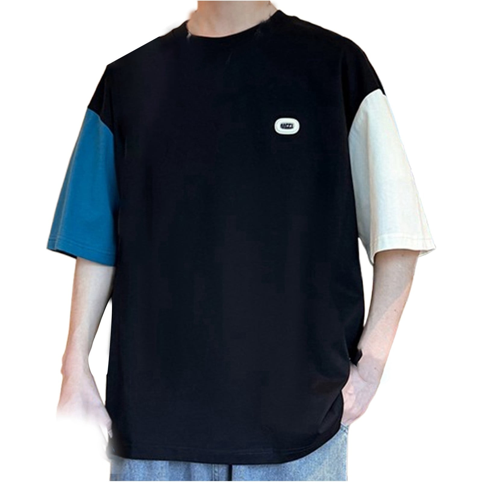 CAUKSUA Men's Classic T-Shirt - Color Block Short Sleeve Tee With Chest Pocket, 100% Cotton