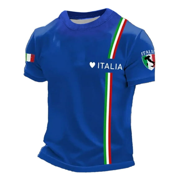 Big and Tall Shirts for Men Casual T Shirts Italian Flag Print Breathable Comfortable Short Sleeve Tee For Daily Wear Sports And Outdoors Big Tall Ling Sleeve Shirt V Neck T Men Dark Tee Shirt 3XL