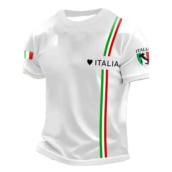 Big and Tall Shirts for Men Casual T Shirts Italian Flag Print Breathable Comfortable Short Sleeve Tee For Daily Wear Sports And Outdoors Big Tall Ling Sleeve Shirt V Neck T Men Dark Tee Shirt 2XL