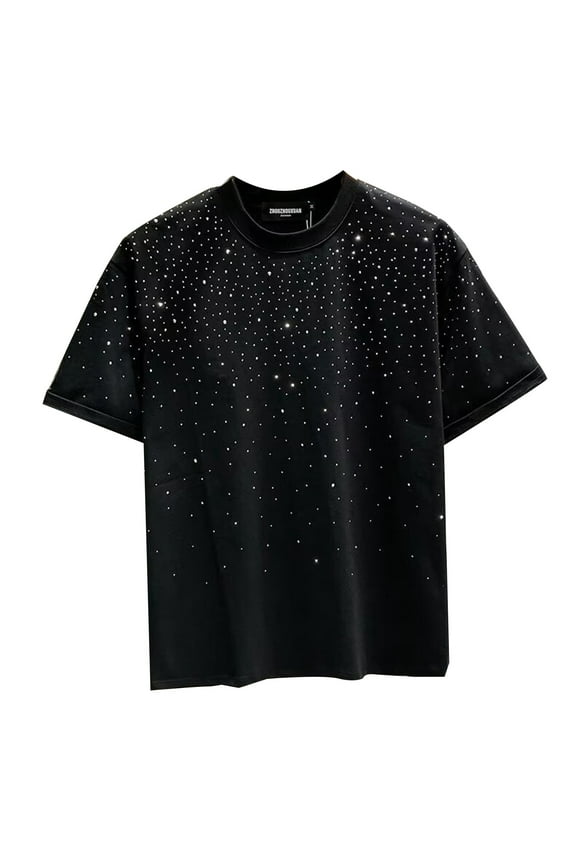 Big and Tall Shirts for Men Casual T Shirts With Rhinestone Design Breathable Comfortable Short Sleeve Tee For Daily Wear Sports And Outdoors Lightweight Summer Top Big Tall Tee Men T Bulk Heart XL