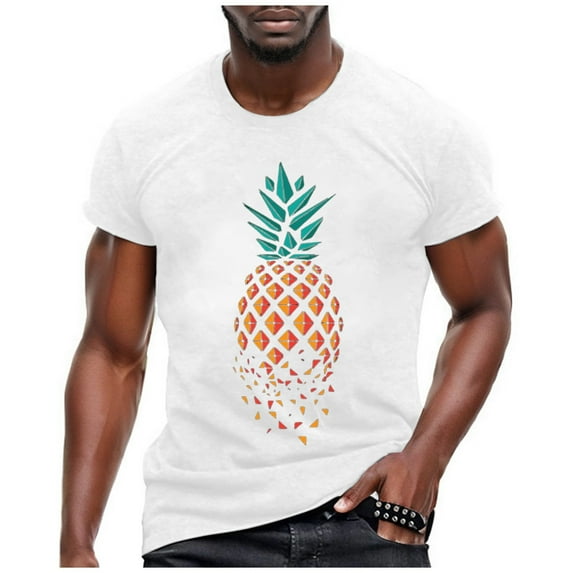 Big and Tall Shirts for Men Classic T Shirt Men's Pineapple Round Neck T Shirt Men's Top V Neck Shirts Men Night for Sleepwear Undershirt V Our Most Comfortable XL