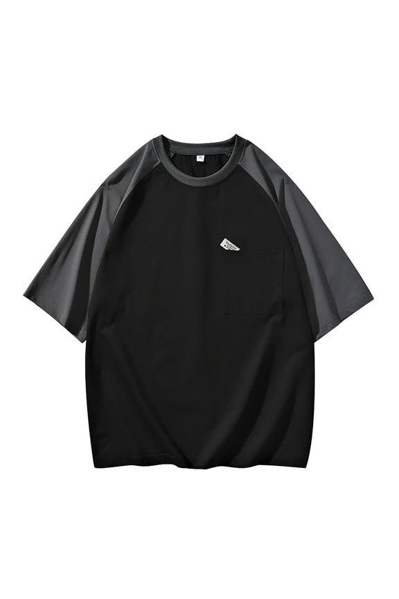 Big and Tall Shirts for Men Color Blocked Fashionable Wide Short Sleeved T Shirt Large Body T Shirt Dry Blend Pack of Shirts Men Compression for Large Tall Mens Unisex Soft Slim Fit 5XL