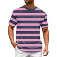 thumbnail image 1 of Big and Tall Shirts for Men European Color Blocked Striped Navy Sailor Striped Men Casual Loose Comfortable Trendy Summer Beach Round Neck Short Sleeved T Shirt Mens V Neck T Shirts Thick Pack M, 1 of 6