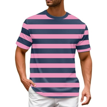 Big and Tall Shirts for Men European Color Blocked Striped Navy Sailor Striped Men Casual Loose Comfortable Trendy Summer Beach Round Neck Short Sleeved T Shirt Mens V Neck T Shirts Thick Pack M
