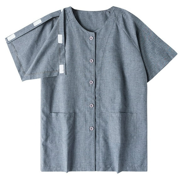Big and Tall Shirts for Men European And Nursing Clothes For Men Casual Loose Convenient No Need To Take Off Postoperative Recovery Short Sleeved Shirt Top T Shirts Man Large T Shirt Beaded 3XL