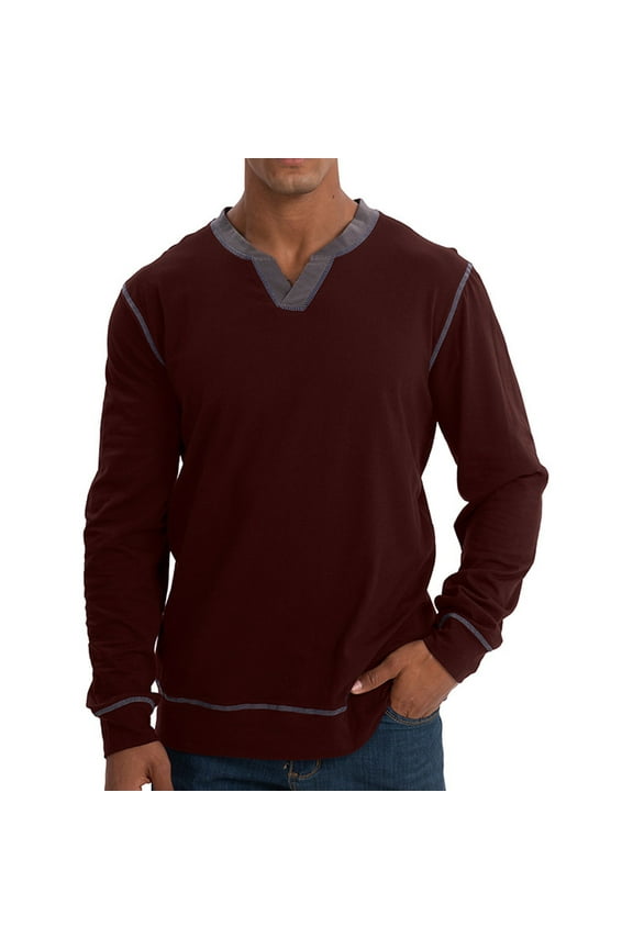 Big and Tall Shirts for Men European Splicing V Neck Base Shirt Men Casual Trend Loose Business Long Sleeved T Shirt For Foreign Trade T Man Shirts Pack Bulk Plain Tuxedo V Neck S