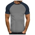 thumbnail image 1 of Big and Tall Shirts for Men Fashion Casual Color Matching Round Neck Short Sleeved T Shirt Large Tall Mens Shirts Soft T Shirt Pack for Men Plain Large Mens Medium XL, 1 of 5