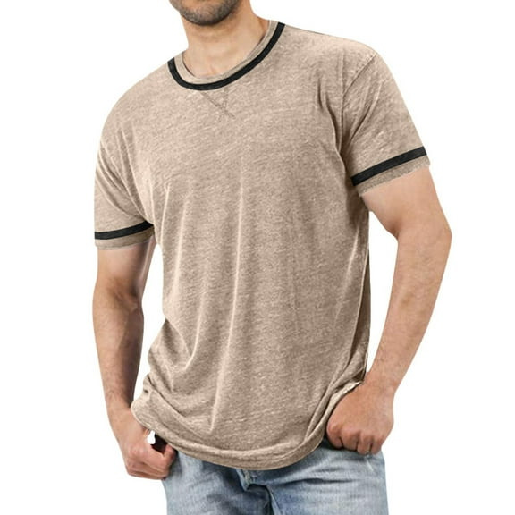 Big and Tall Shirts for Men Fashion Deep V Neck Short Sleeved T Shirt Elastic Bottoming Shirt Small Stand Up Collar In Summer Pack of Shirts Men Tall Mens Pack Tees And Tops Fashion Mens T Pocket 3XL